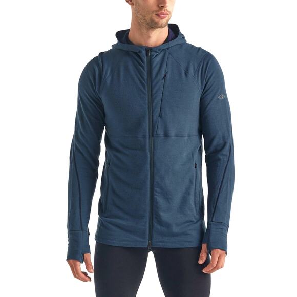 Icebreaker Mens Merino Quantum II Long Sleeve Zip Hood Jacket Mid Layer Large - Picture 1 of 10